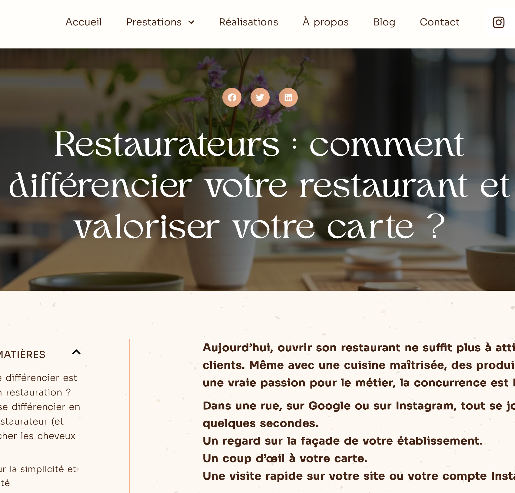 Article "Restaurateurs : comment différencier votre restaurant et valoriser votre carte ?"
